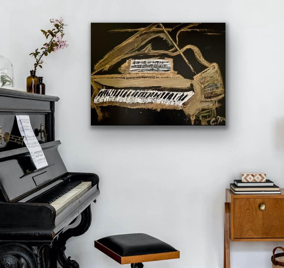 Antique Piano with Modern Music |40X30 – Art Loves Music , L'art 